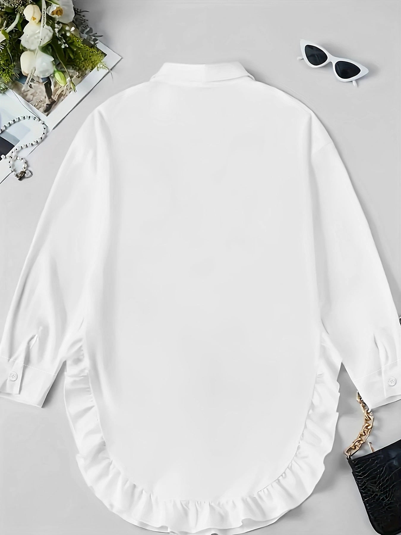 Infinity Beautiful Ruffle Hem Shirt – Casual Long Sleeve with Feminine Flair - Infinity Beautiful Boutique