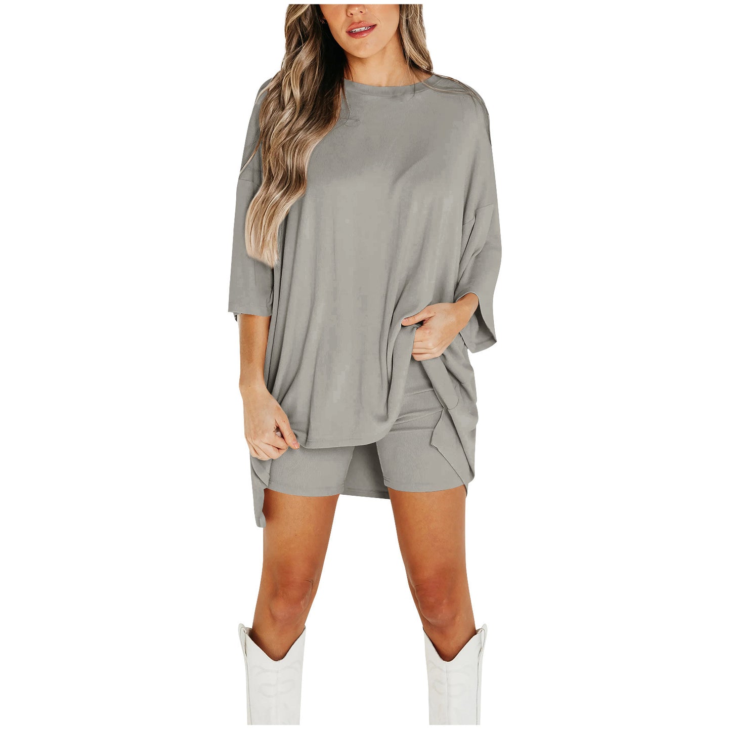 Infinity Beautiful Summer Chill Set – Loose Fit Tee with Slim Stretch Shorts for a Trendy Look - Infinity Beautiful Boutique