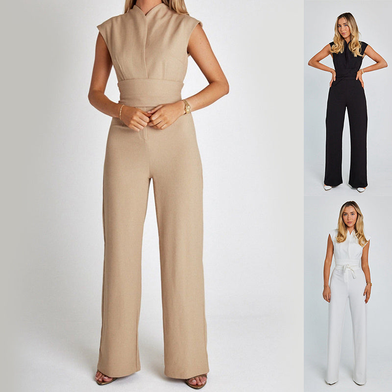Infinity Beautiful Elegant Sleeveless Jumpsuit – V-Neck, Wide-Leg Summer Style S, M, L, XL, XXL, 3XL, 4XL, 5XL - Infinity Beautiful Boutique