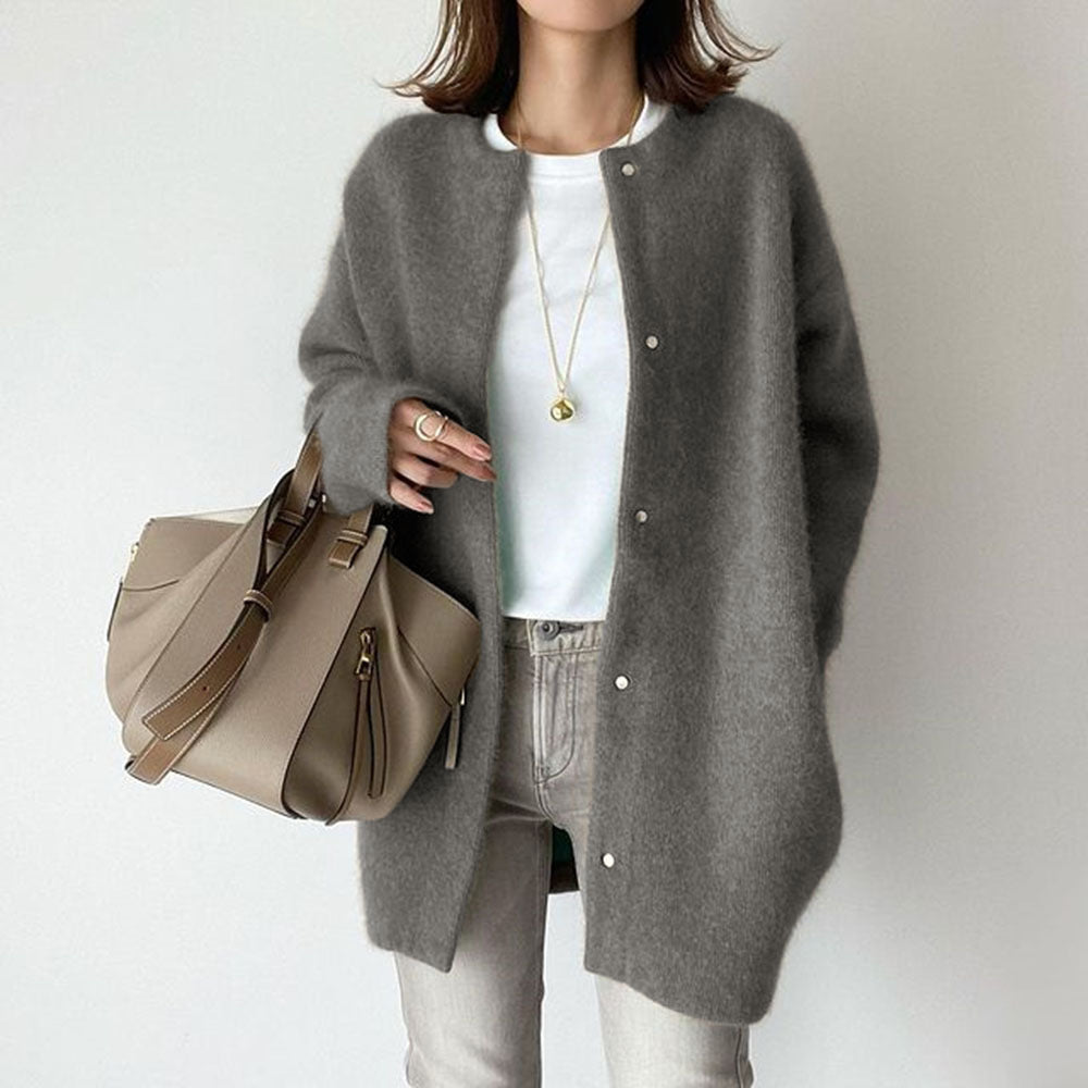 Solid Color Button-Up Knit Cardigan – Cozy Autumn & Winter Style - Infinity Beautiful Boutique