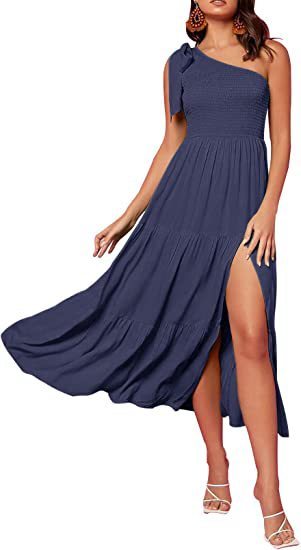 One-Shoulder Pleated Summer Dress - Infinity Beautiful Boutique