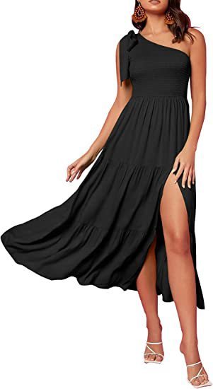 One-Shoulder Pleated Summer Dress - Infinity Beautiful Boutique