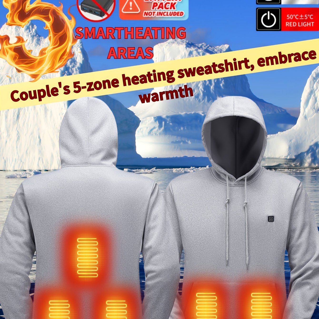 Men’s Heated Hooded Sweatshirt 5-Zone Winter Gear