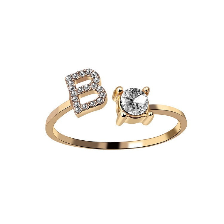 Infinity Beautiful Initial Letter Ring – Adjustable Elegant Jewelry with A–Z Personalization - Infinity Beautiful Boutique