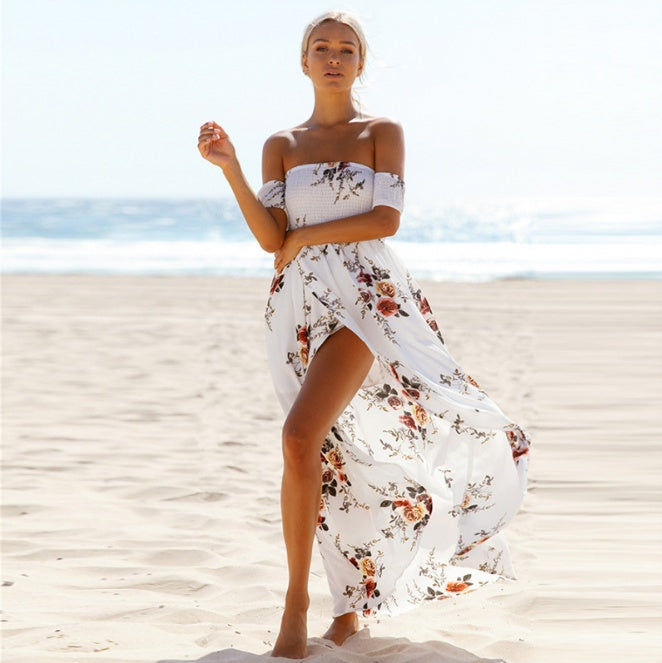 Infinity Beautiful Boho Maxi Dress – Off-Shoulder Summer Beach Style - Infinity Beautiful Boutique