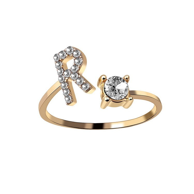 Infinity Beautiful Initial Letter Ring – Adjustable Elegant Jewelry with A–Z Personalization - Infinity Beautiful Boutique