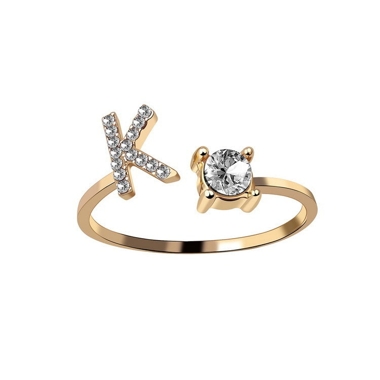 Infinity Beautiful Initial Letter Ring – Adjustable Elegant Jewelry with A–Z Personalization - Infinity Beautiful Boutique