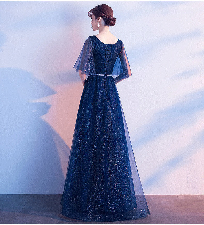 Infinity Beautiful Tulle Evening Gown – V-Neck Ruffle A-Line Prom Dress with Lace-Up Back