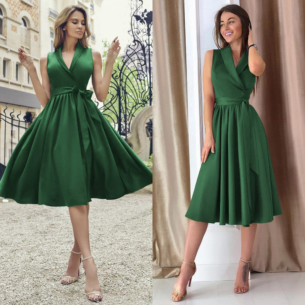 Infinity Beautiful Midi Belted Dress – Casual Sleeveless Style for Women