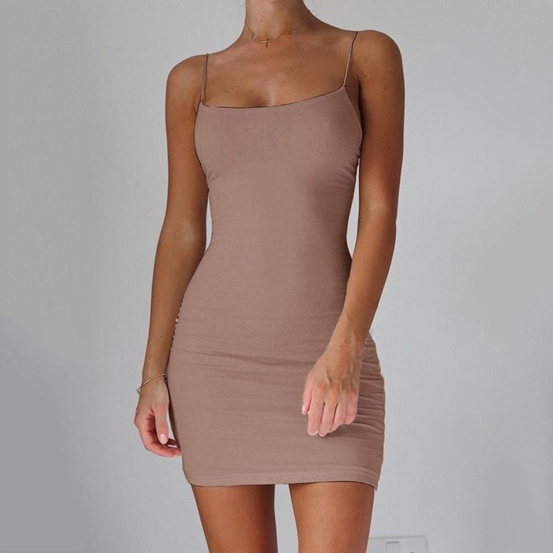 Infinity Beautiful Pure Color Simple Hanging Neck Tight-fitting Hip Skirt - Infinity Beautiful Boutique