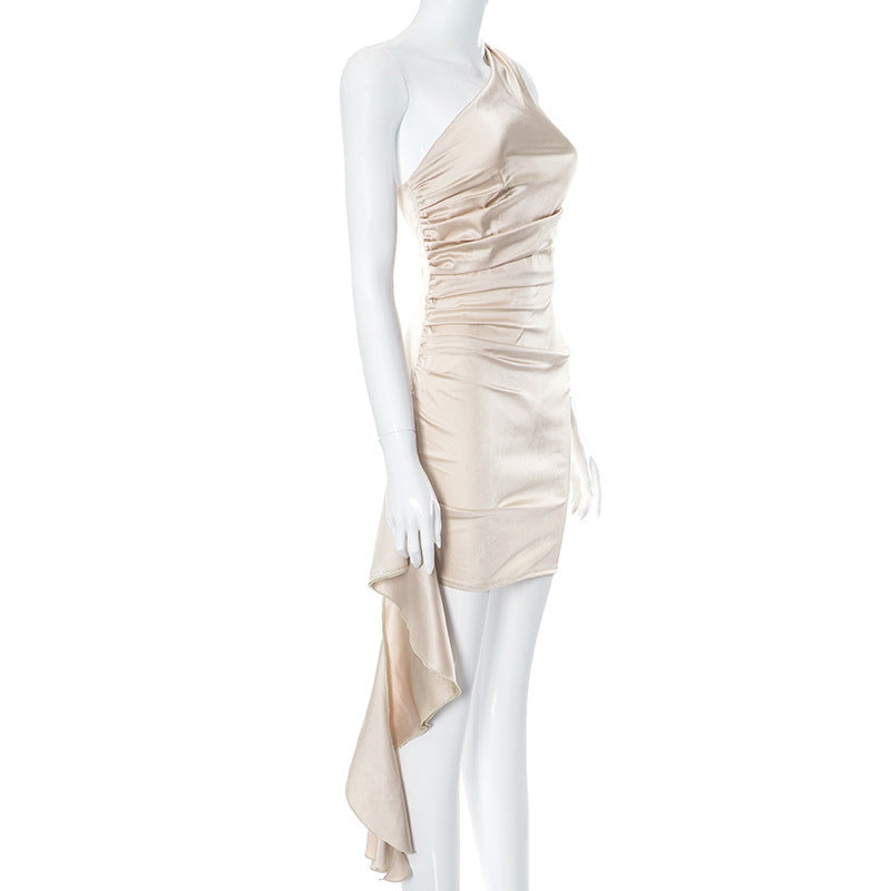 Infinity Beautiful One-Shoulder Mini Dress – Sexy Slim Backless Style for Party & Wedding