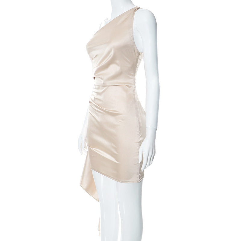 Infinity Beautiful One-Shoulder Mini Dress – Sexy Slim Backless Style for Party & Wedding