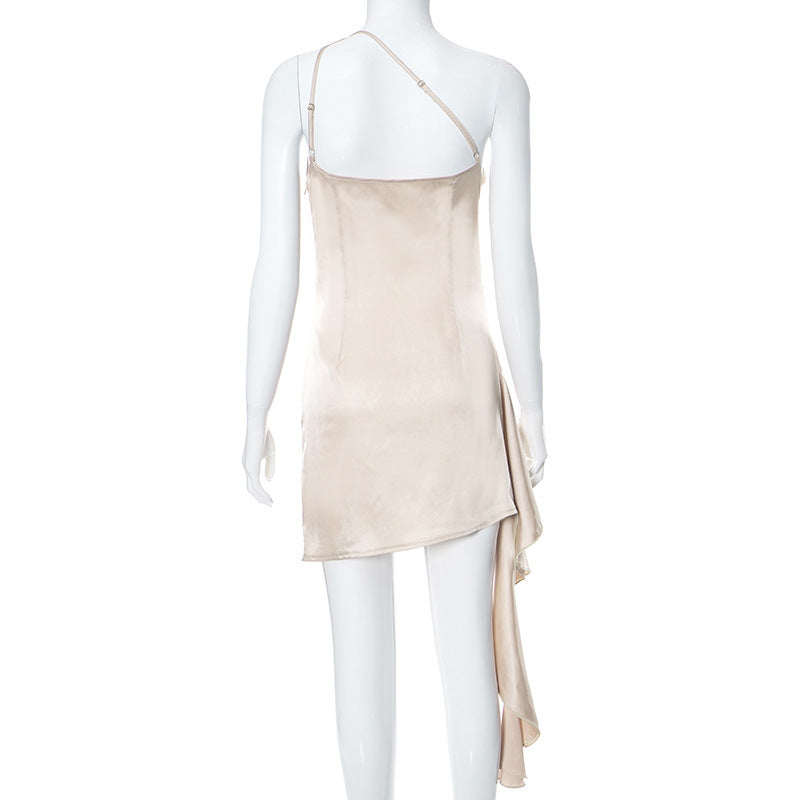 Infinity Beautiful One-Shoulder Mini Dress – Sexy Slim Backless Style for Party & Wedding
