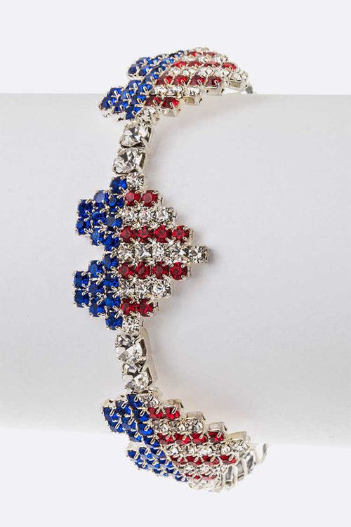 Infinity Beautiful Red White & Blue Heart USA FLAG Bracelet
