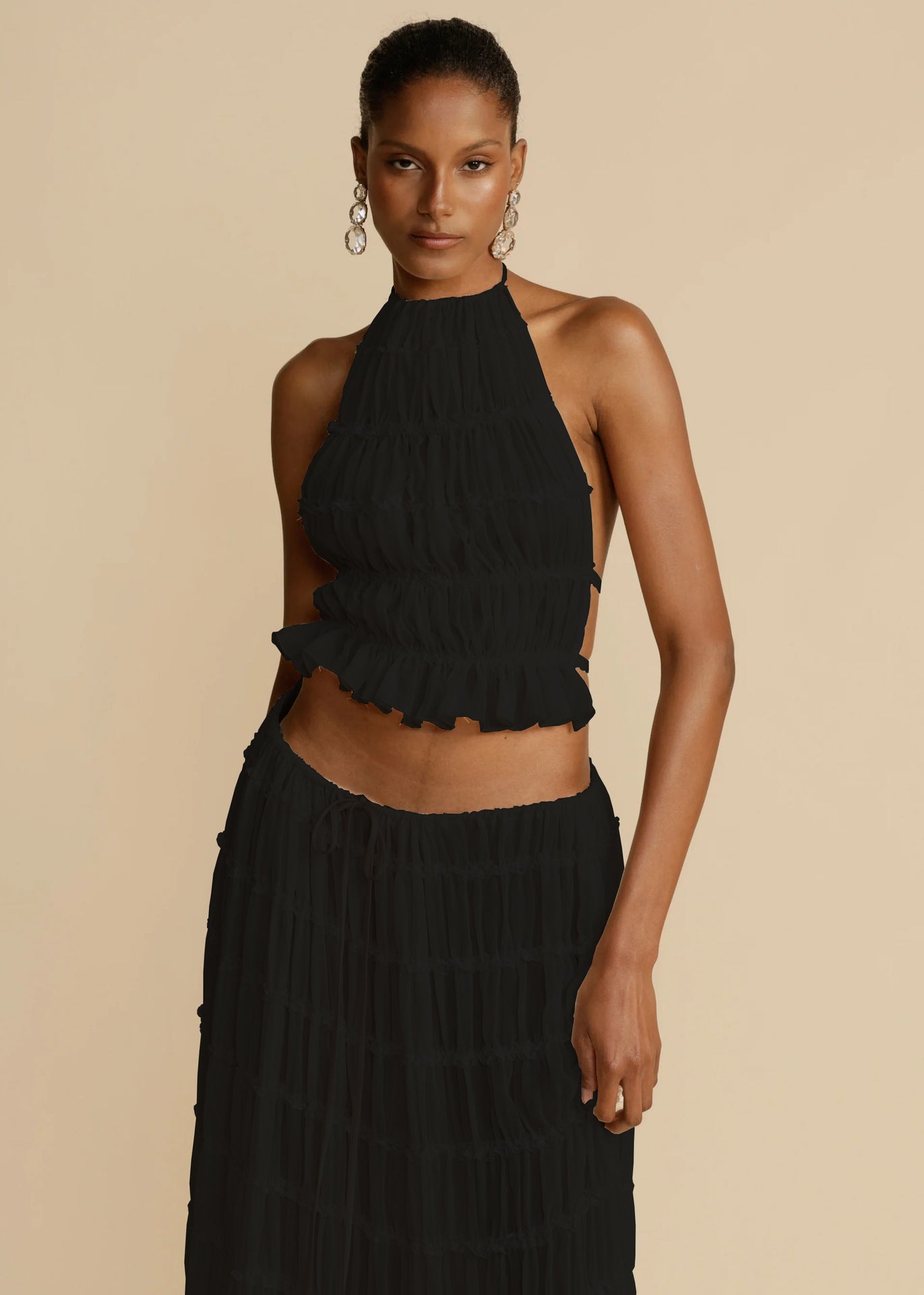 Infinity Beautiful 2pcs Dress Set – Halter Crop Top & Pleated Skirt - Infinity Beautiful Boutique
