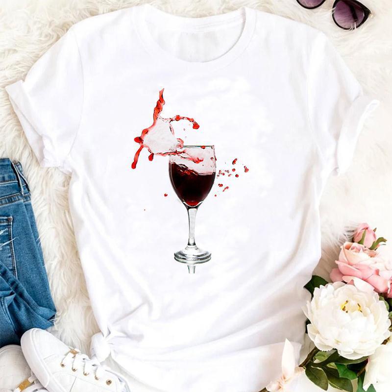 Beautiful Wine Print Casual Short Sleeve Top – Soft & Stylish Women’s Tee - Infinity Beautiful Boutique