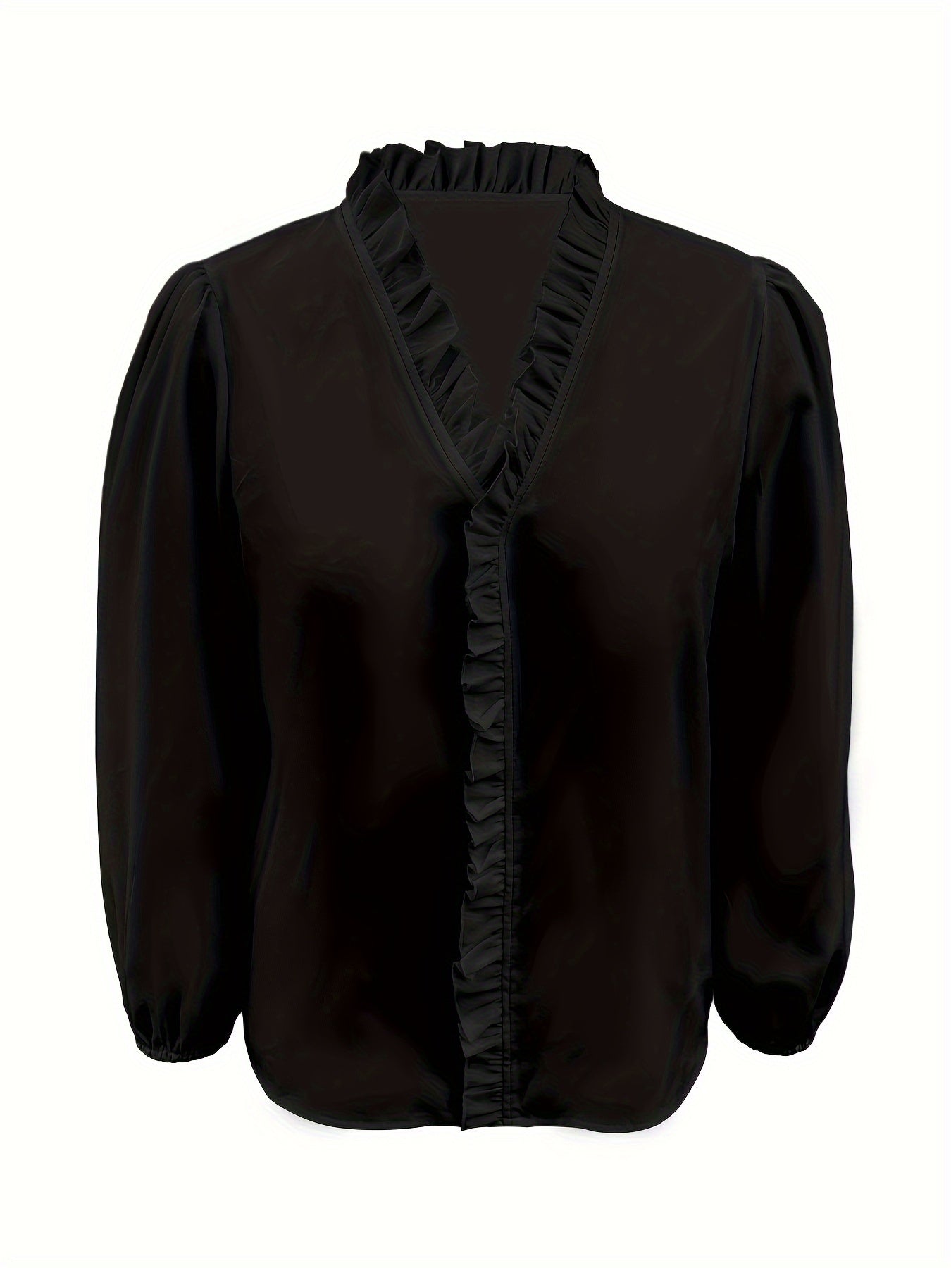 Infinity Beautiful Soft Ruffle V-Neck – Long Sleeve Shirt with Flowy Hemline Elegance - Infinity Beautiful Boutique