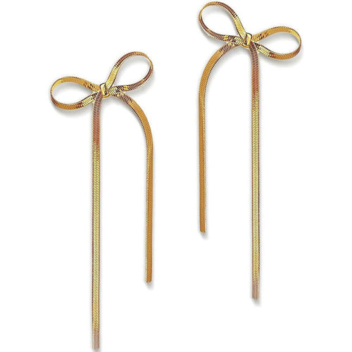 Infinity Beautiful Stainless Steel Herringbone Bow Earrings