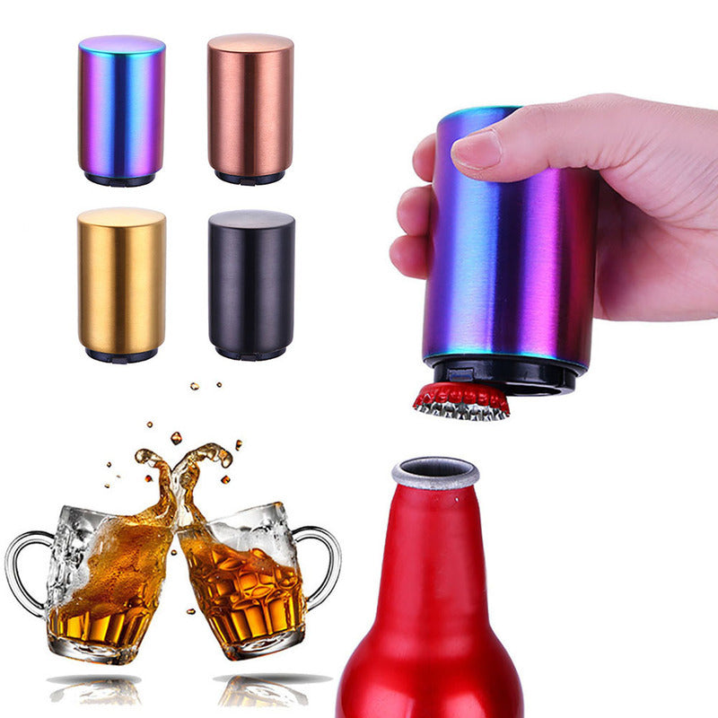 Stainless Steel Press Bottle Opener – Sleek & Handy Gift Idea for Beer Lovers. - Infinity Beautiful Boutique