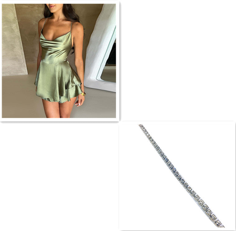 Infinity Beautiful Satin Lace-Up A-Line Dress – Sexy & Elegant Summer Style - Infinity Beautiful Boutique