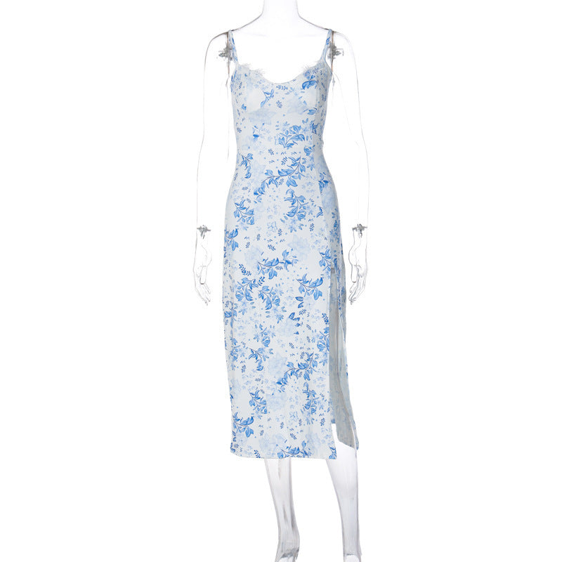 Infinity Beautiful Lace Floral Slit Dress – Sexy Summer Suspender Style - Infinity Beautiful Boutique