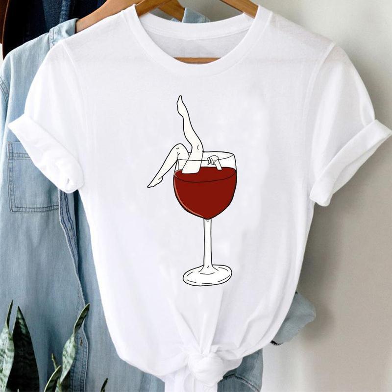 Beautiful Wine Print Casual Short Sleeve Top – Soft & Stylish Women’s Tee - Infinity Beautiful Boutique