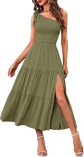 One-Shoulder Pleated Summer Dress - Infinity Beautiful Boutique