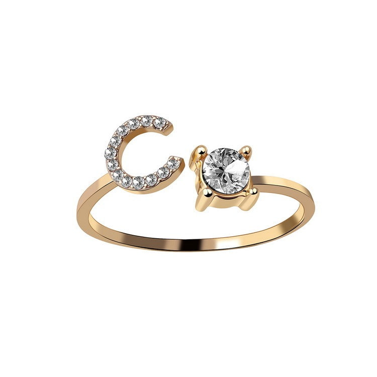 Infinity Beautiful Initial Letter Ring – Adjustable Elegant Jewelry with A–Z Personalization - Infinity Beautiful Boutique