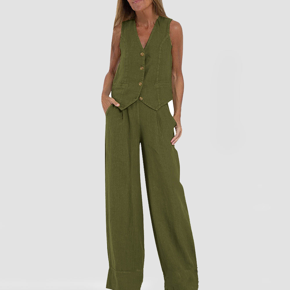 Infinity Beautiful Summer Vest Suit – V-Neck Sleeveless Top & Loose Trousers S, M, L, XL, XXL - Infinity Beautiful Boutique