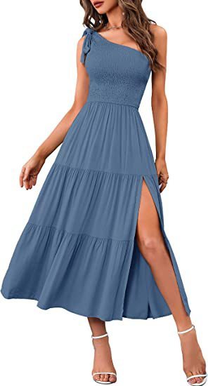 One-Shoulder Pleated Summer Dress - Infinity Beautiful Boutique