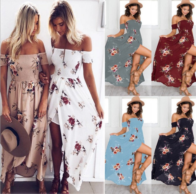 Infinity Beautiful Boho Maxi Dress – Off-Shoulder Summer Beach Style - Infinity Beautiful Boutique