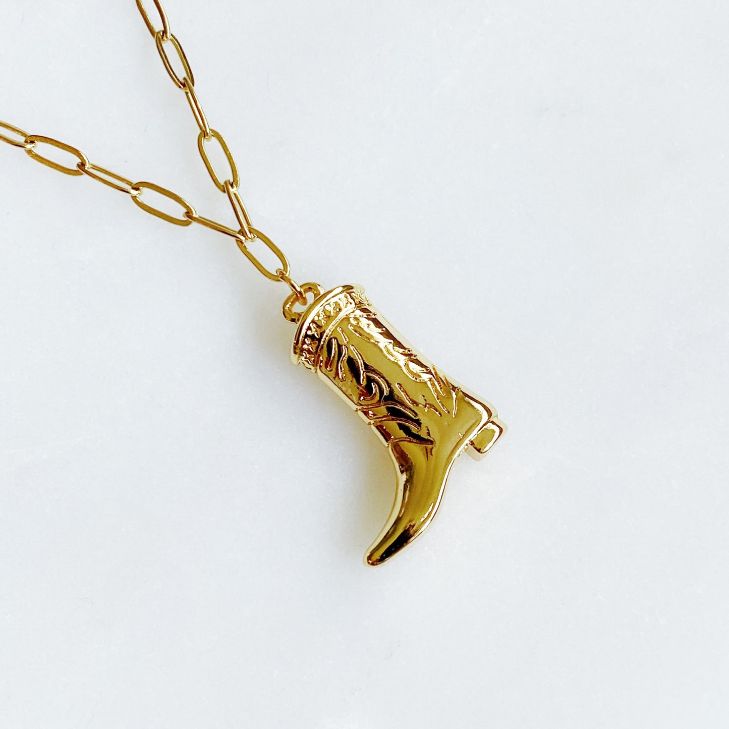 Infinity Beautiful Rodeo Style Gold Boot Necklace