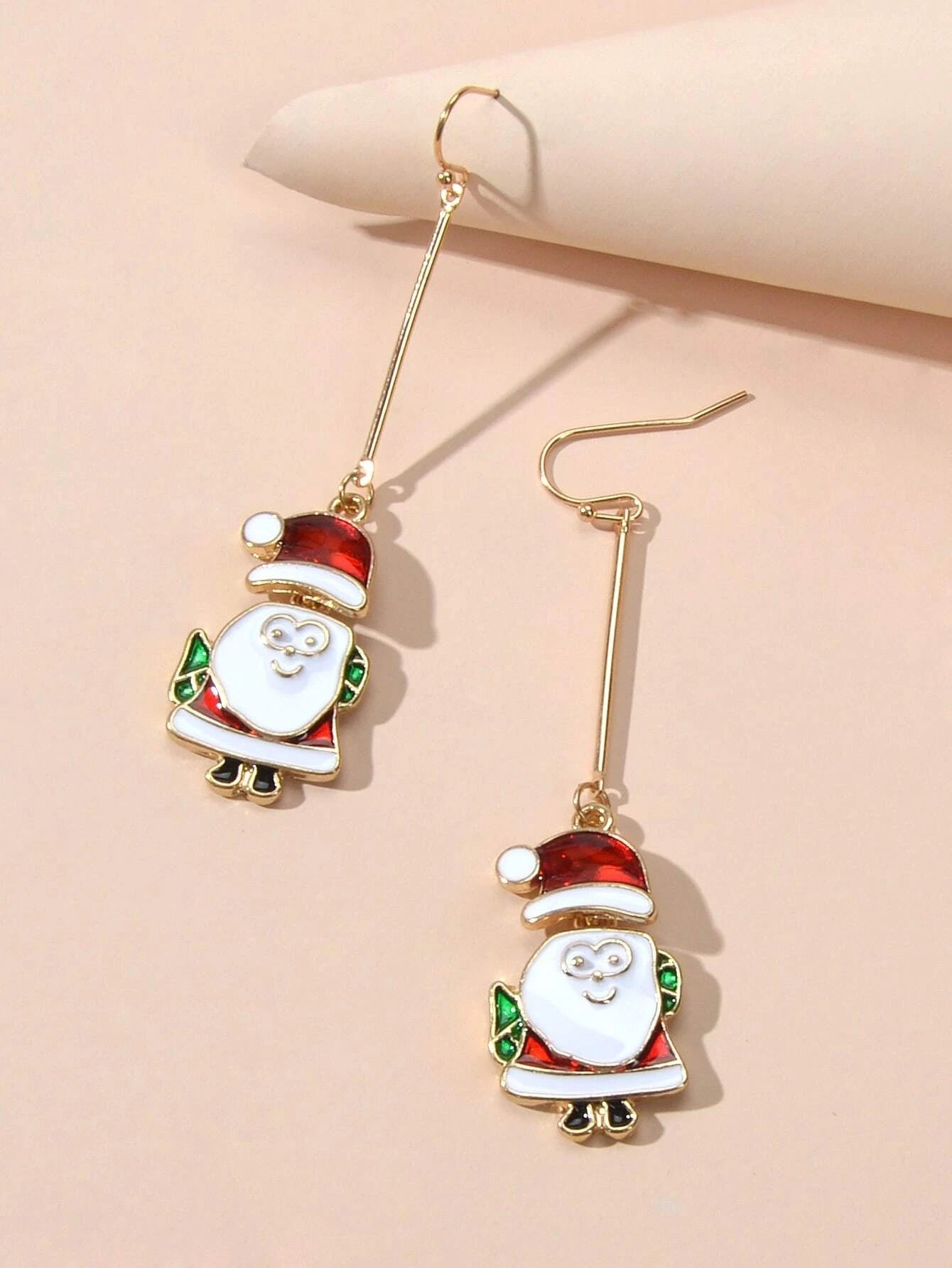 Christmas Jewellery White Enamel Santa Claus Drop Dangle Earrings