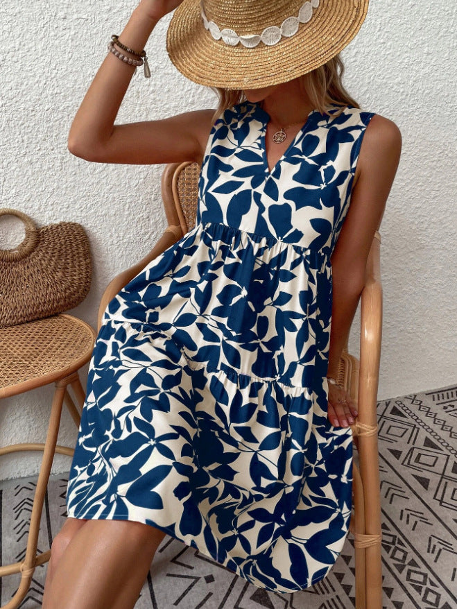 Infinity Beautiful Boho Pleated Dress – Sleeveless V-Neck Summer Beach Style - Infinity Beautiful Boutique