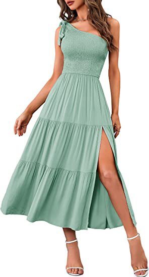 One-Shoulder Pleated Summer Dress - Infinity Beautiful Boutique