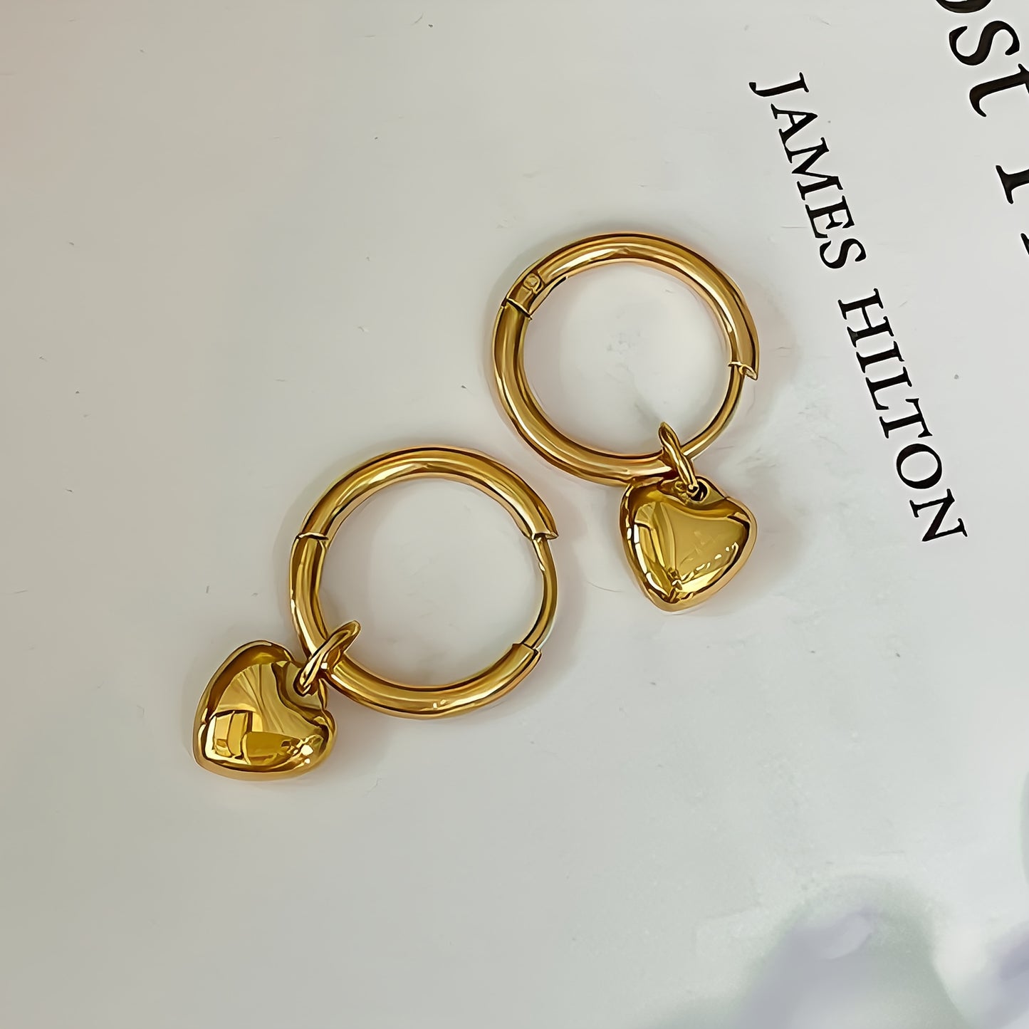 Heart-Shaped Stainless Steel Earrings