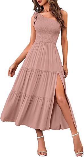 One-Shoulder Pleated Summer Dress - Infinity Beautiful Boutique