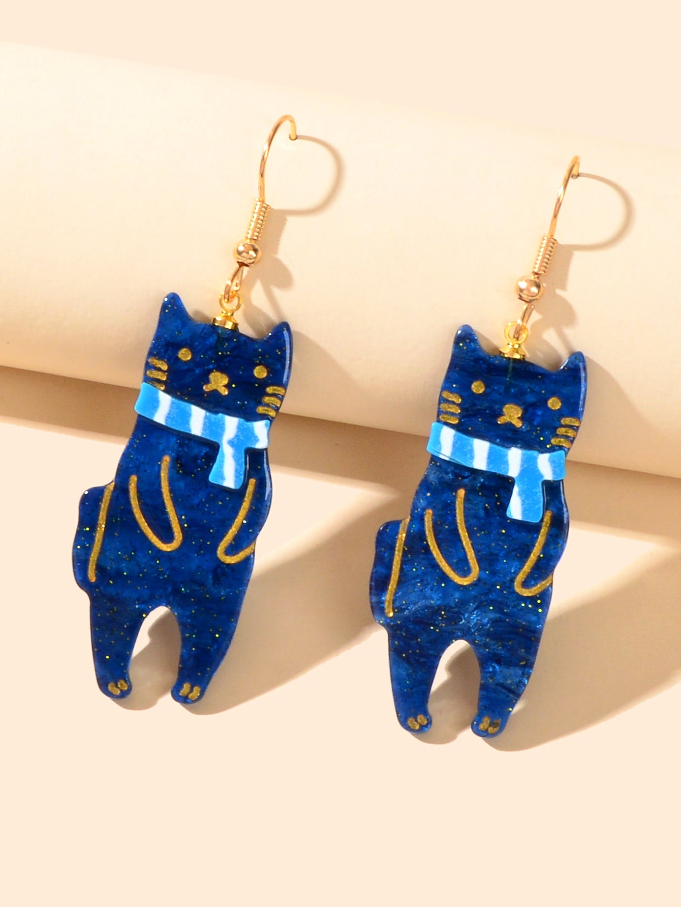 Infinity Beautiful Blue Scarf Cat Acrylic Earrings