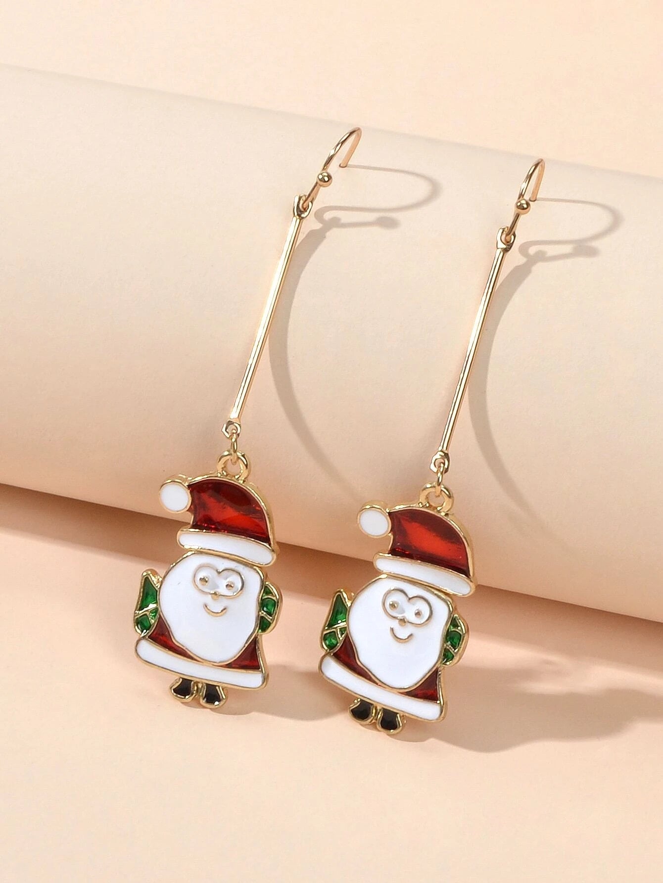 Christmas Jewellery White Enamel Santa Claus Drop Dangle Earrings
