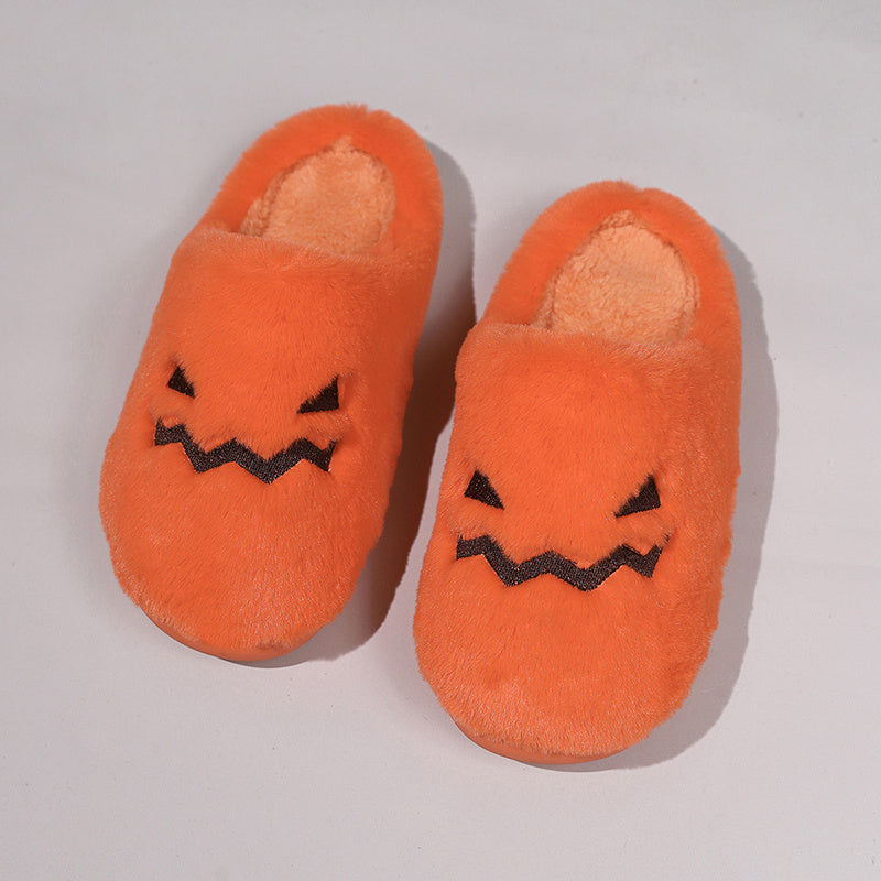 Cute Halloween Pumpkin Slippers Winter Warm Plush Bedroom Floor Home Slippers Casual Slip On Comfortable Cozy Indoor House Shoes - Infinity Beautiful Boutique