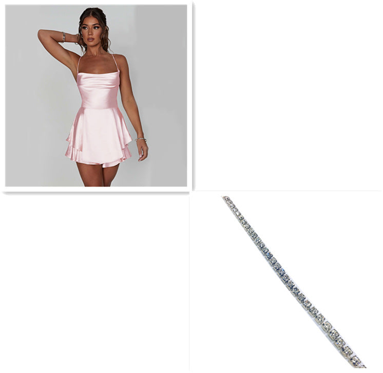 Infinity Beautiful Satin Lace-Up A-Line Dress – Sexy & Elegant Summer Style - Infinity Beautiful Boutique