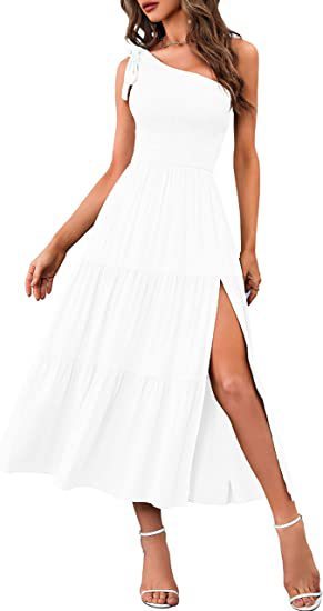 One-Shoulder Pleated Summer Dress - Infinity Beautiful Boutique