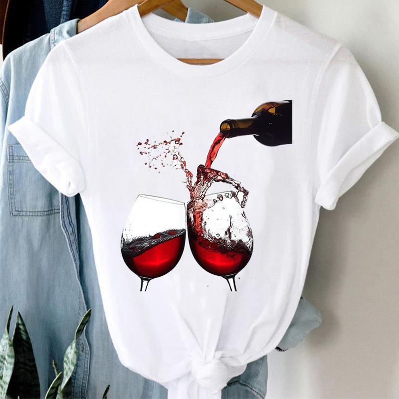 Beautiful Wine Print Casual Short Sleeve Top – Soft & Stylish Women’s Tee - Infinity Beautiful Boutique