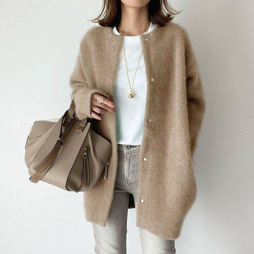 Solid Color Button-Up Knit Cardigan – Cozy Autumn & Winter Style - Infinity Beautiful Boutique