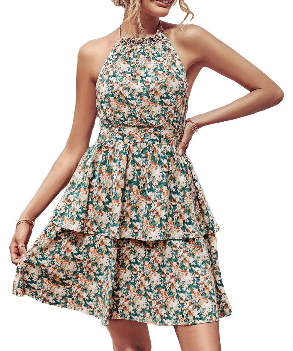 Infinity Beautiful Boho Halter Dress – Backless Ruffle A-Line Summer Style