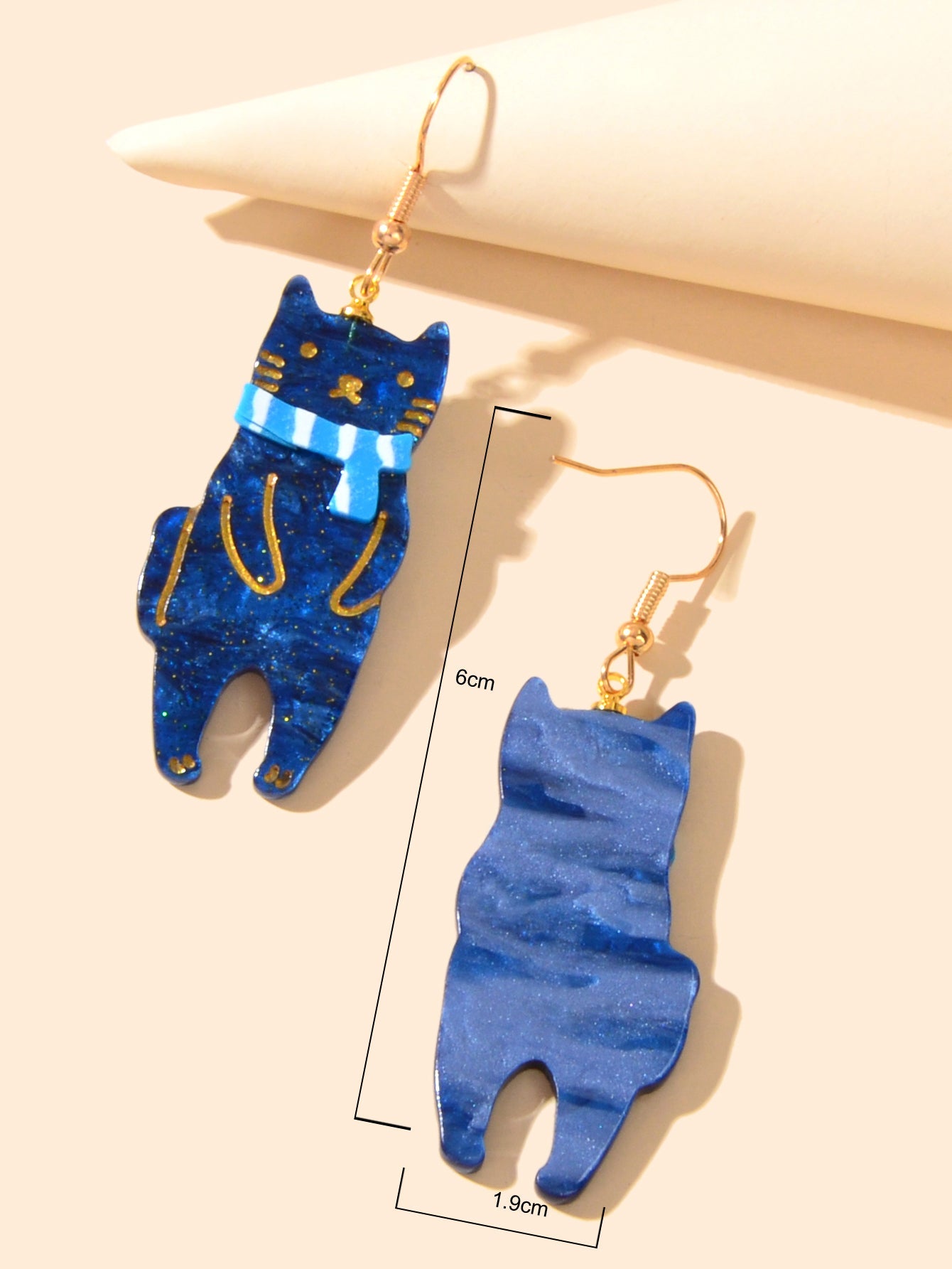 Infinity Beautiful Blue Scarf Cat Acrylic Earrings