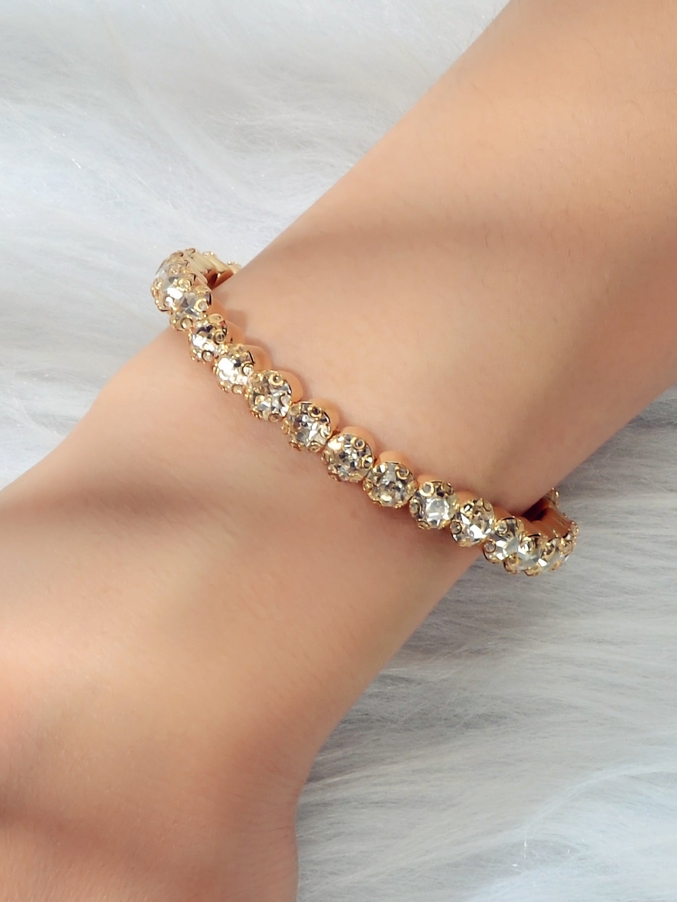 Textured Jewellery Faux Cubic Zirconia Classic Tennis Bracelet Nice