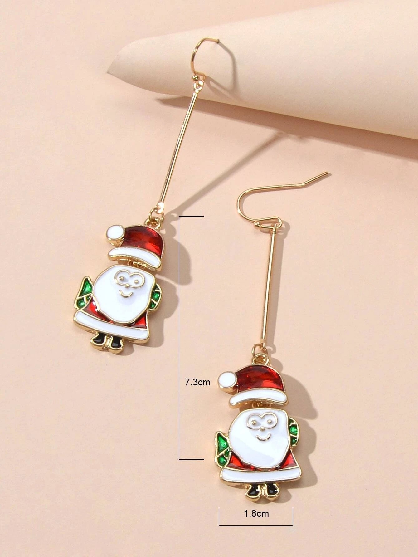 Christmas Jewellery White Enamel Santa Claus Drop Dangle Earrings