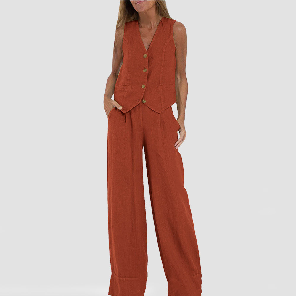 Infinity Beautiful Summer Vest Suit – V-Neck Sleeveless Top & Loose Trousers S, M, L, XL, XXL - Infinity Beautiful Boutique
