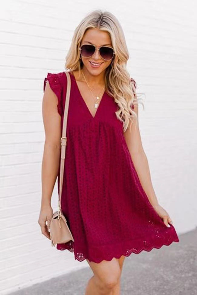 Infinity Beautiful Lace Pocket Dress – Sleeveless V-Neck Summer Style - Infinity Beautiful Boutique